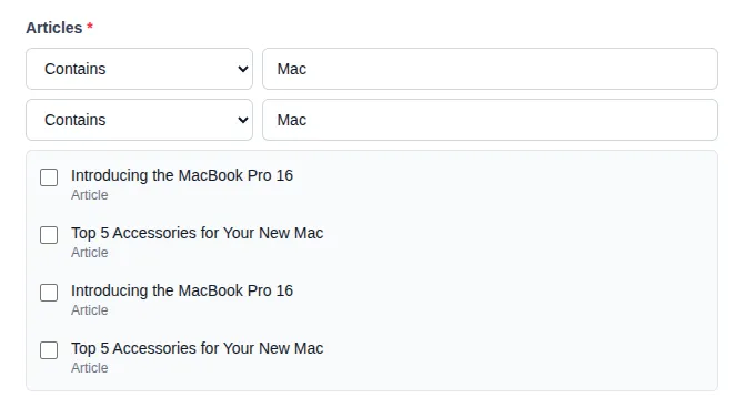 Multiple Items Search Interface