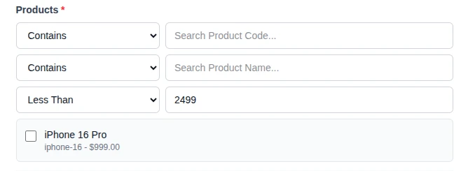 Numeric Search Query Results