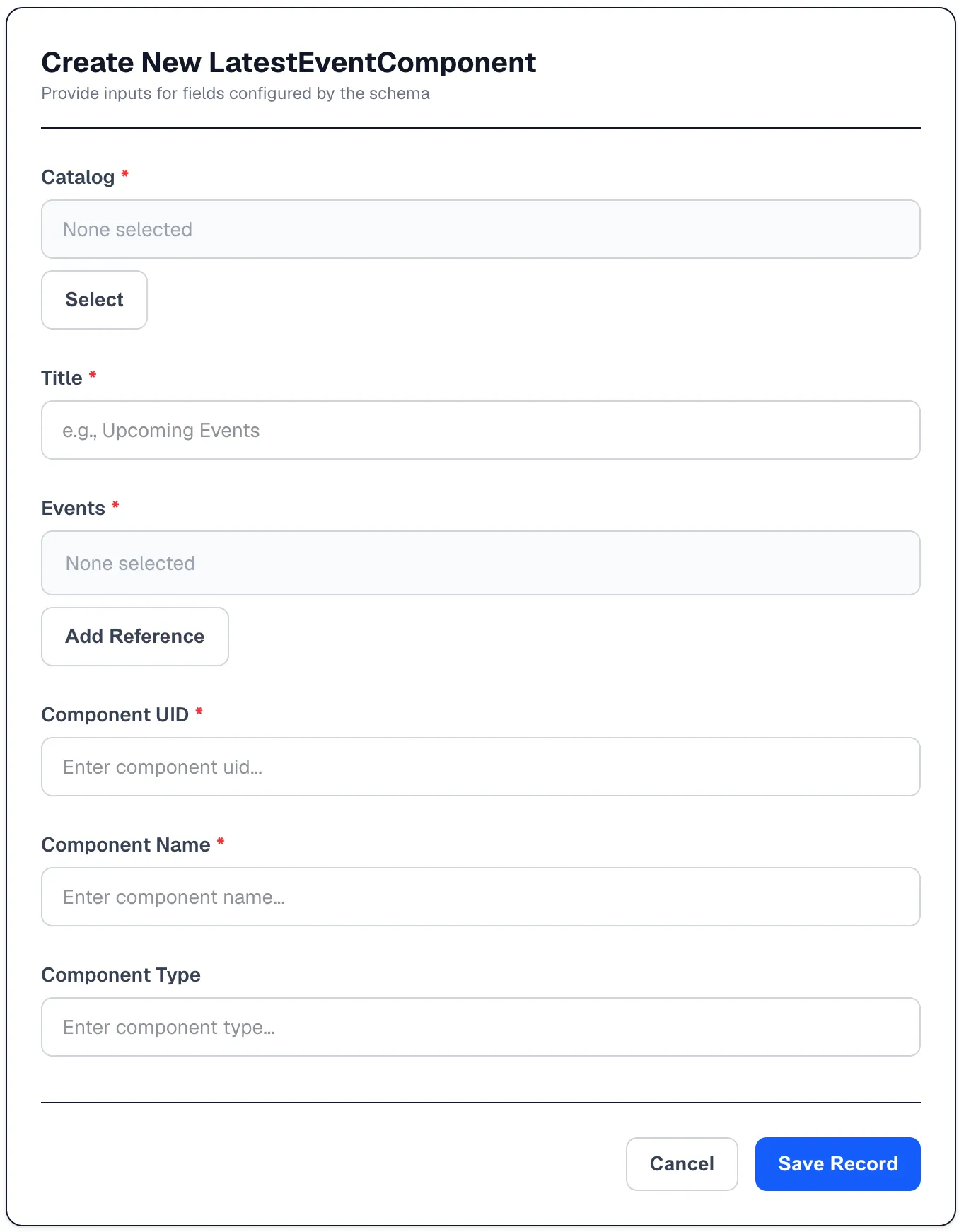 Blank Create Component Form