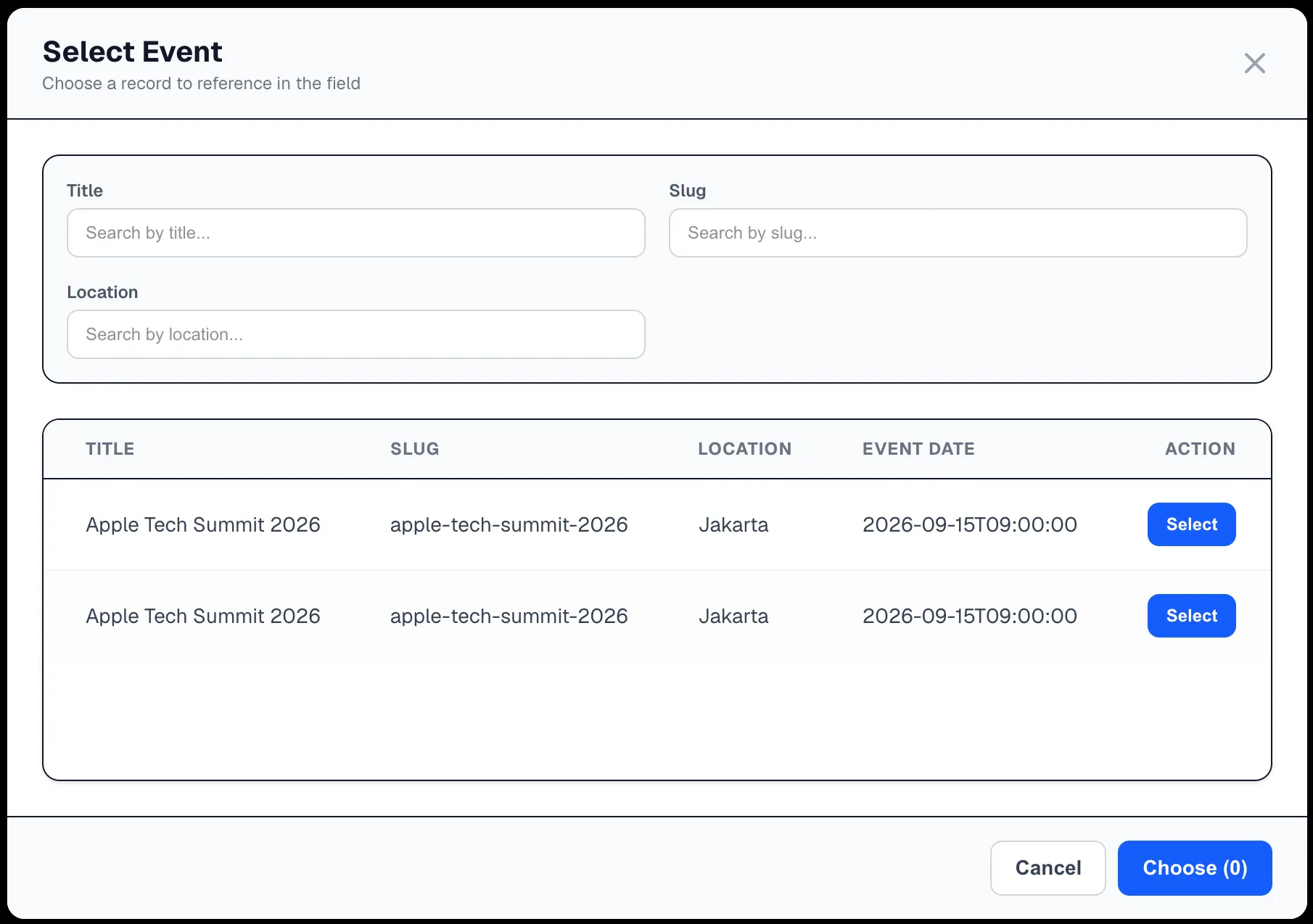 Multiple Items Reference Picker - Not Selected