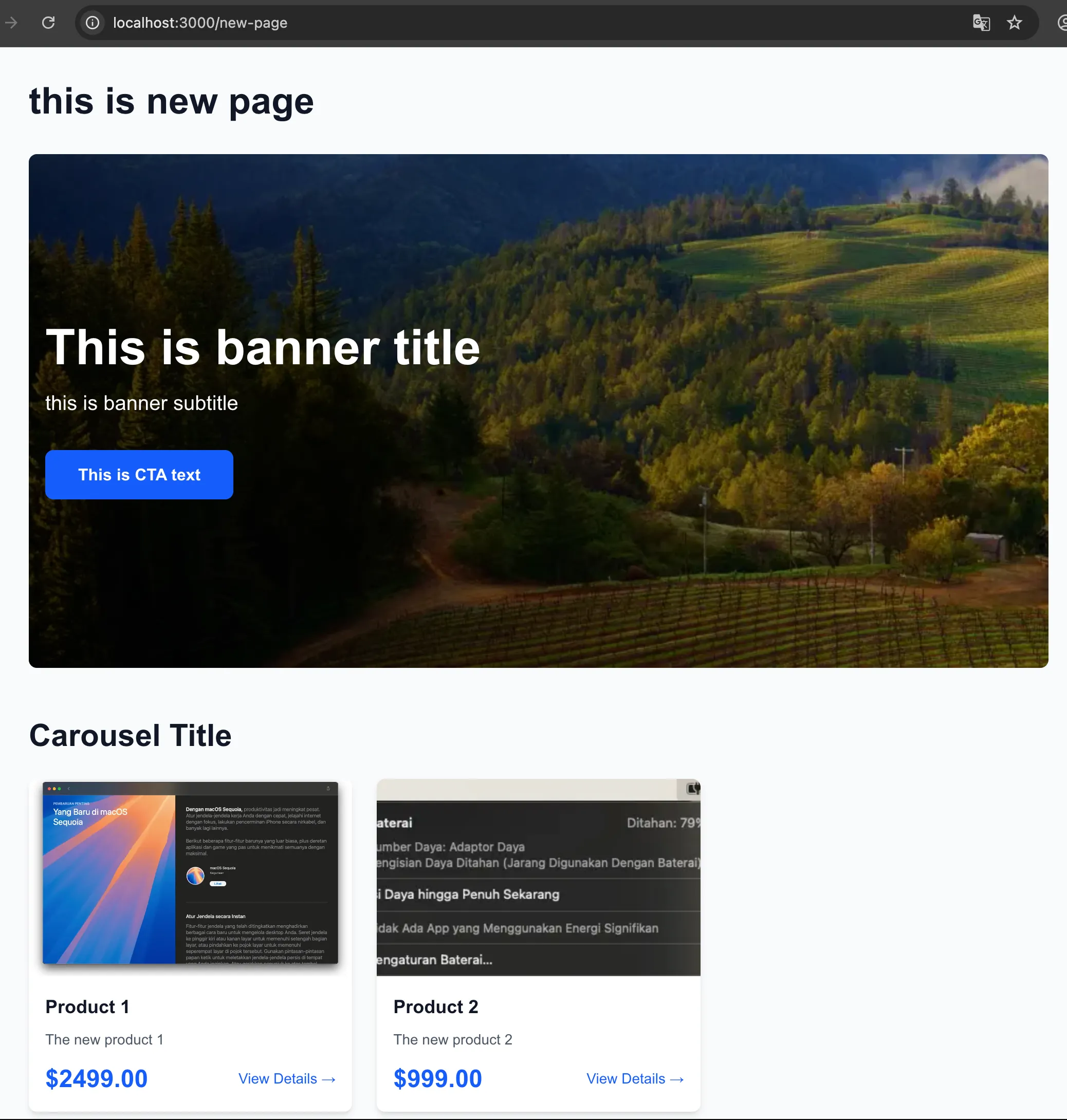 Storefront Page Carousel