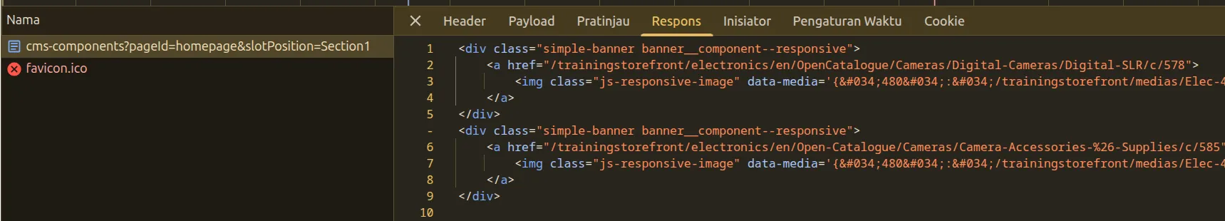 Result of get components of the slot