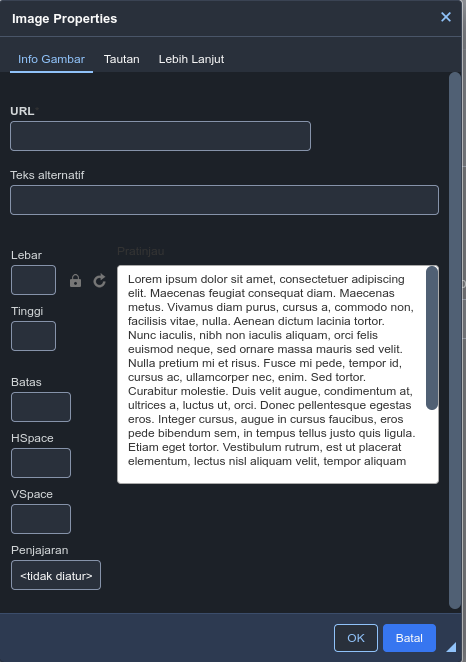 Backoffice WYSIWYG default image dialog