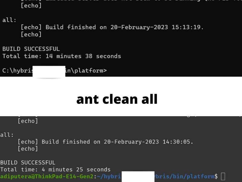 Running ant clean all on Windows vs Linux